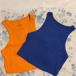 Vibrant Orange and Blue Women's Crop Tops